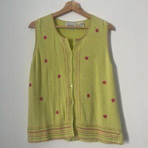 90's Vintage Embroidered Sweater Vest